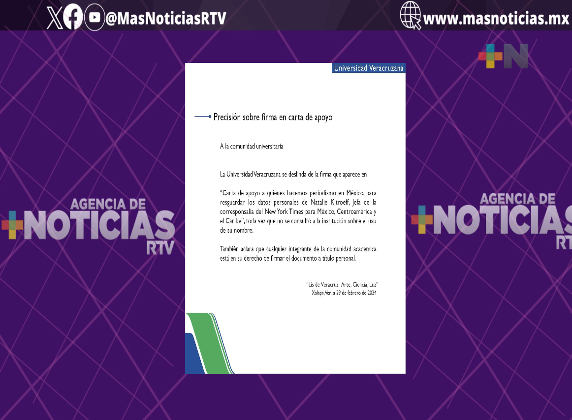 UV se deslinda de firma en «carta de apoyo» a corresponsal del New York Times, en México